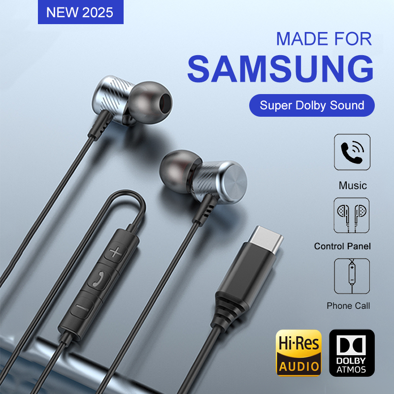 Wired Earphone Mic - USB C Wired Earbuds Dolby Sound