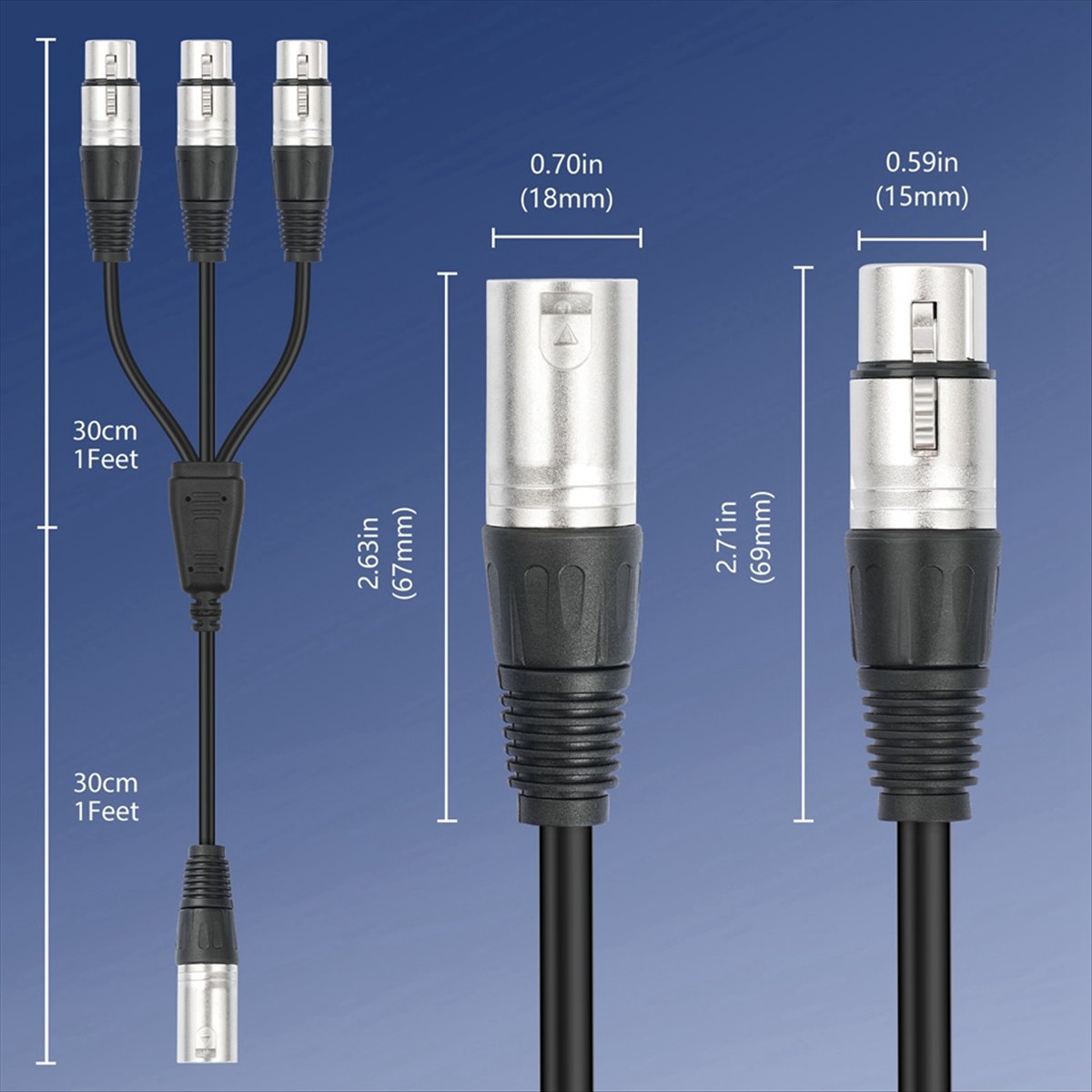 (PQWN) 3Pin XLR Male to 3 Fema - Audio Splitter Y บทวิจารณ์และราคา
