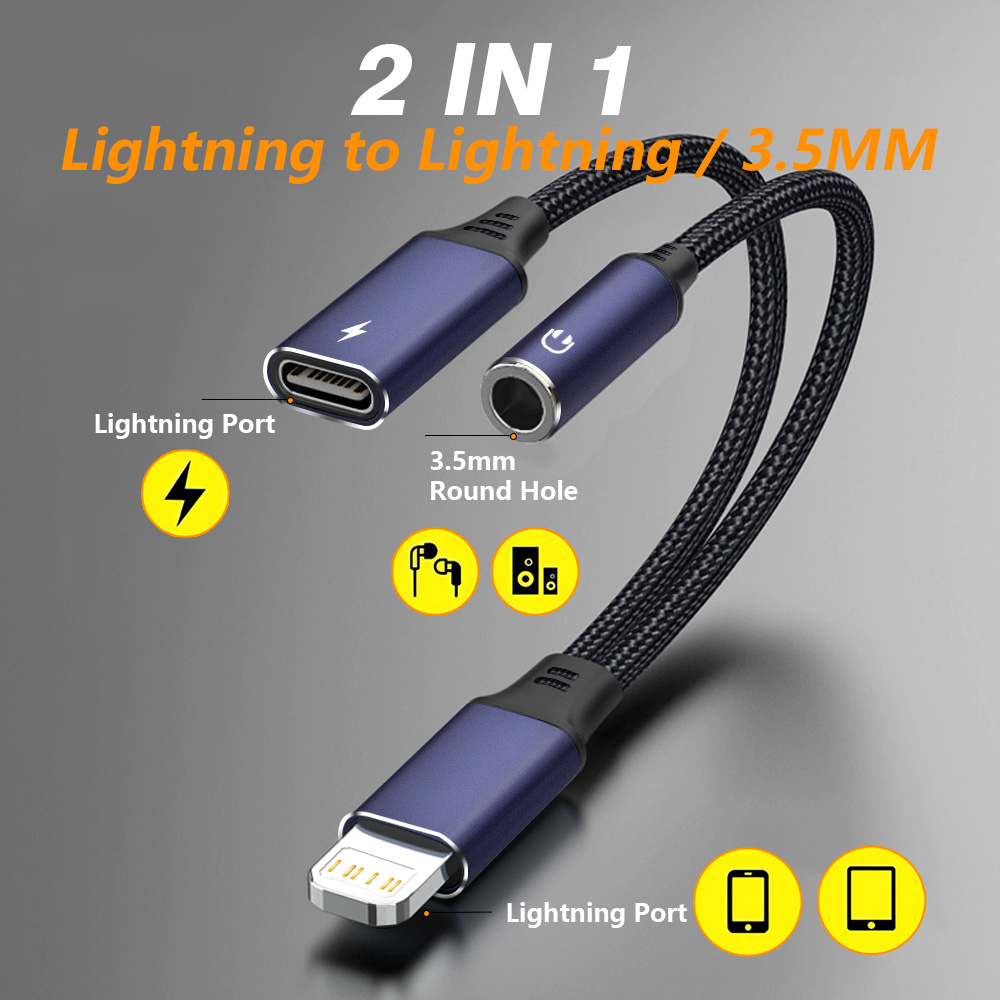 2-in-1 Charging & Audio Adapte - Earphone Splitter Jack บทวิจารณ์และราคา