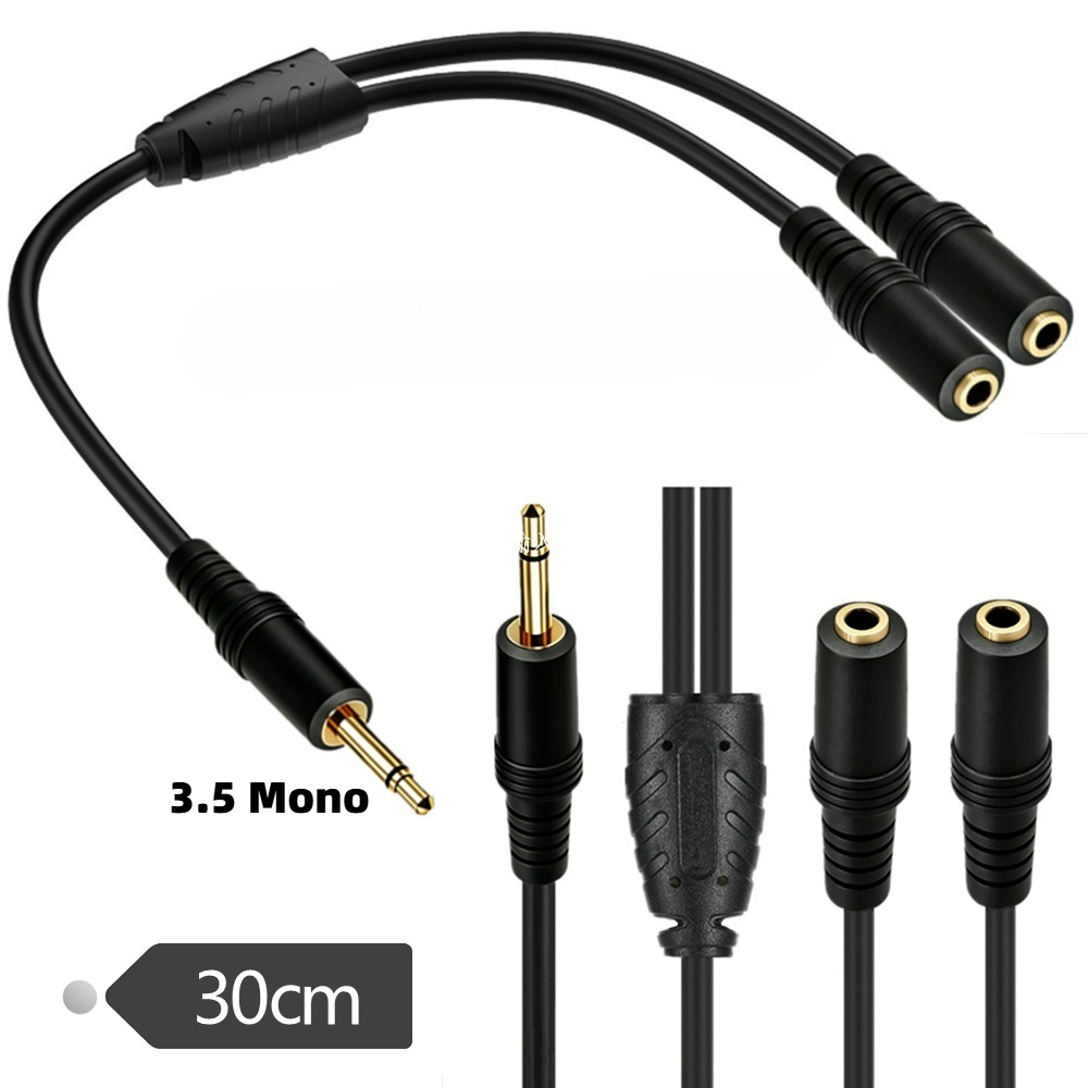 3.5mm TS Mono Male To Dual 3.5 - Earphone Splitter Jack บทวิจารณ์และราคา